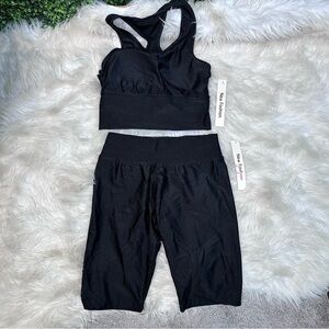 Black biker short and sporty top set nwt